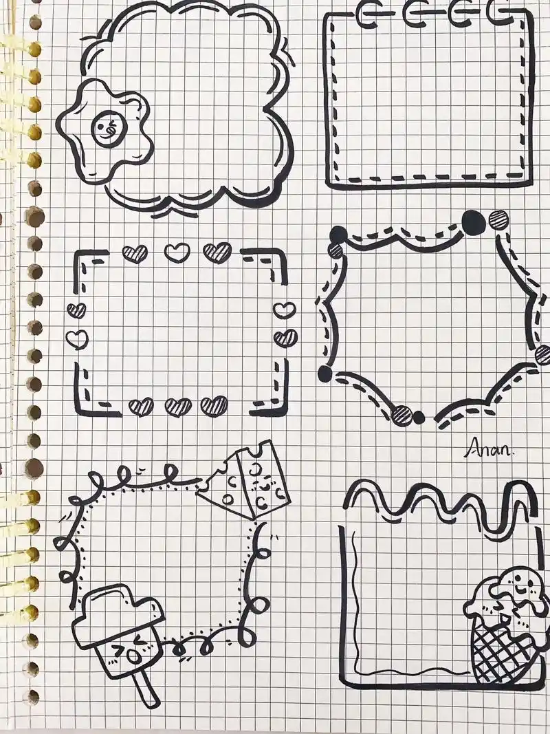 手帐边框素材|可爱简笔画.#手帐日常 #手帐排版 #简笔画  - 抖音