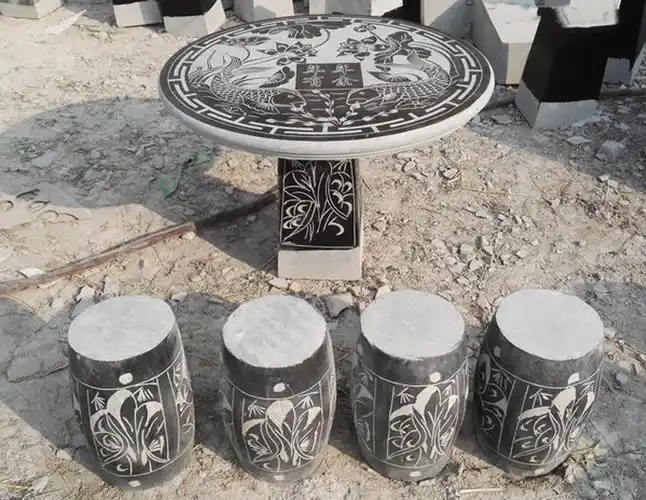 批发供应中式花岗岩石桌石凳公园街道用长条石桌椅厂家现货直销