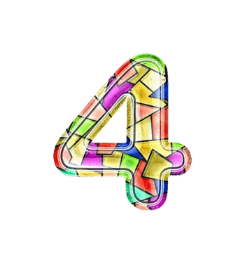 彩色玻璃字母数字4