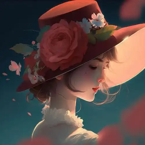 小众文艺玫瑰花少女动漫头像图片