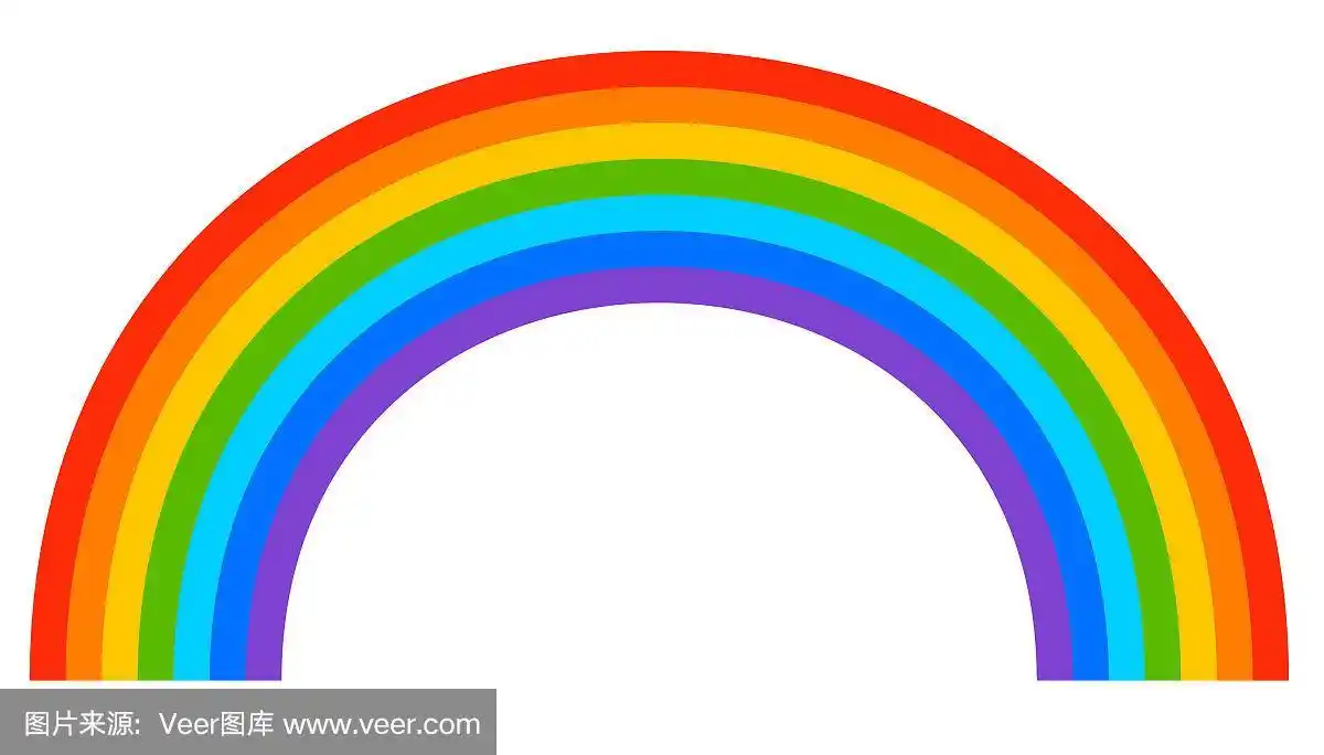 简单的7色彩虹元素上的白色