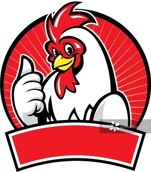 竖起大拇指的鸡吉祥物