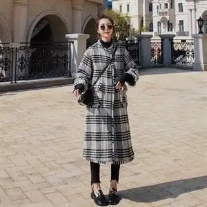 【现货】黑白格纹呢大衣浙宝315a-2036-p185-控278图片