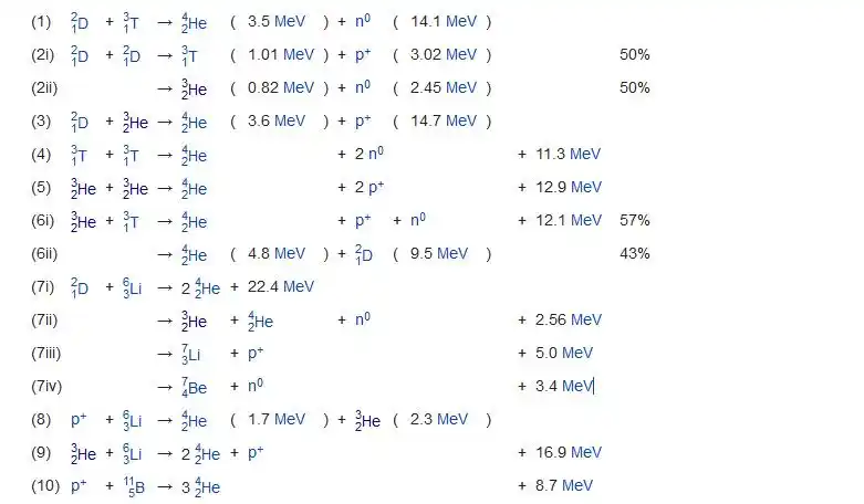核聚变反应能量计算