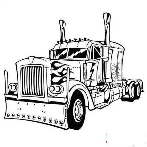 擎天柱大卡车简笔画