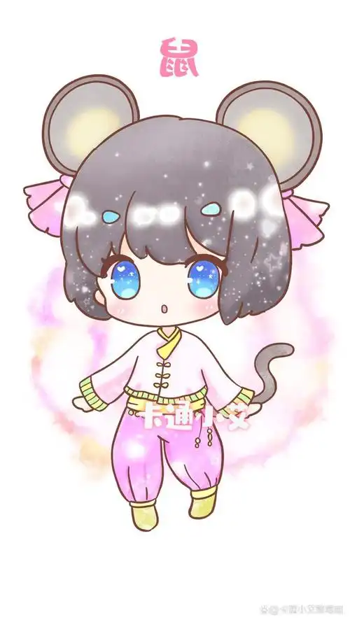 十二生肖公主简笔画,古风卡通版