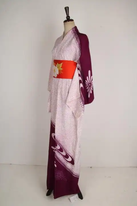 vintage古着日本传统民族服饰全印花付下浴衣和服写真舞台装18-92