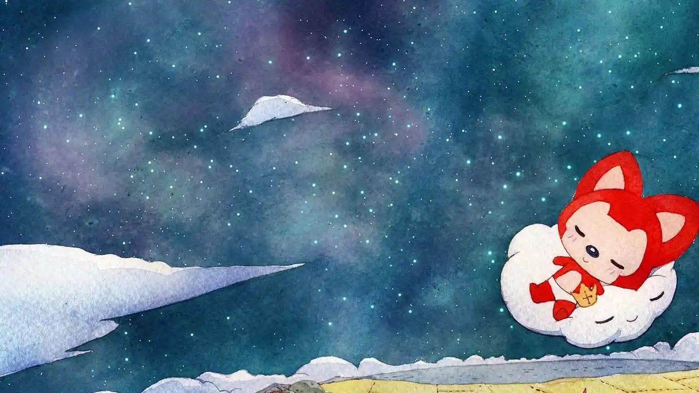 阿狸唯美手绘卡通图片桌面壁纸,呆萌可爱的阿狸,手绘水彩图片,惹人