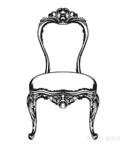 帝国家具装饰.矢量插图线艺术巴洛克风格的时尚设计