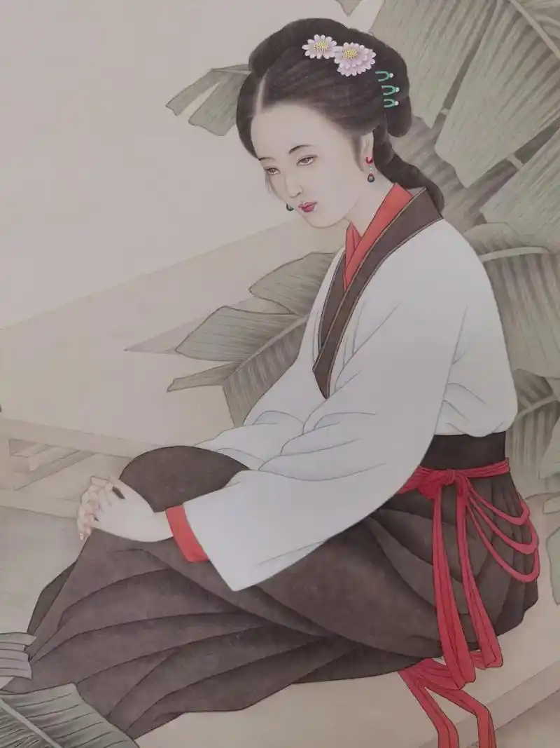 手绘国画作品工笔仕女图,120/80厘米. - 抖音