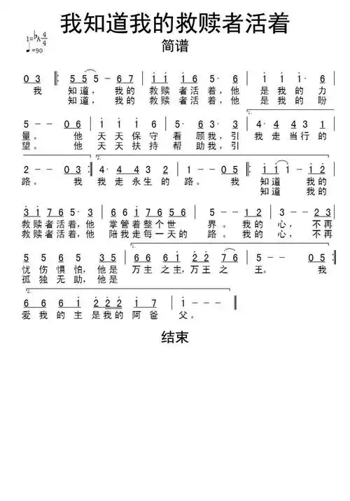 我知道我的救赎者活着简谱乐.