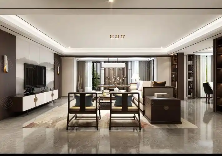 安吉玫瑰园 新中式装修客厅效果图