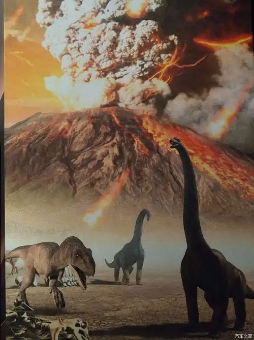 恐龙时代,火山爆发时的场景