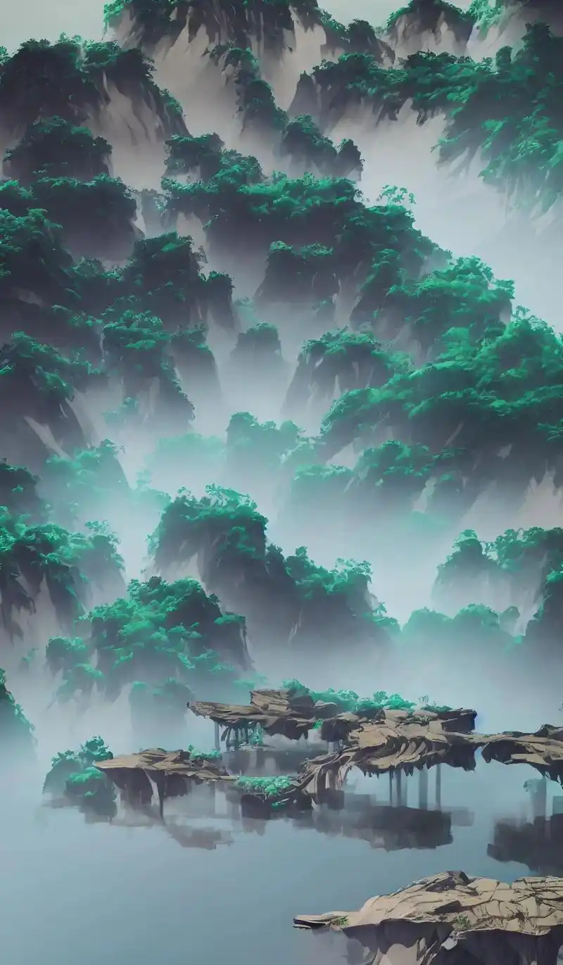 禅意山水画.#治愈系风景 #图文热点来了  #抖音图 - 抖音