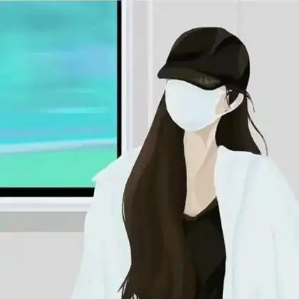 戴口罩戴帽子手绘女生头像图片