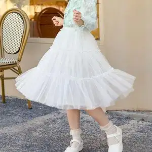 船鼠女童半身裙纱裙白色公主裙2022新款洋气韩版中大童儿童裙子春