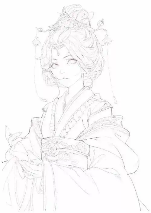 人物古装简笔画9张简笔画表白图片网古风女子吹笛手绘-搜狗搜索-10kb