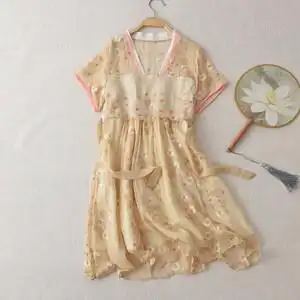 50d印花雪纺布料 中国风布料 丝绸丝巾古装汉服裙纱裙子服装面料娃娃