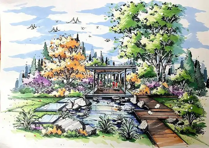景观手绘效果图上色分享2