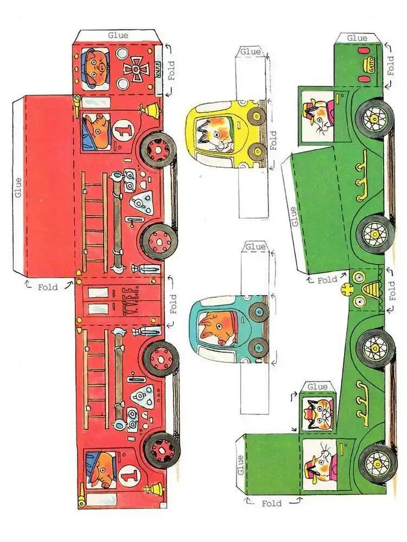 卡通汽车07纸模图纸 分享创意与灵感