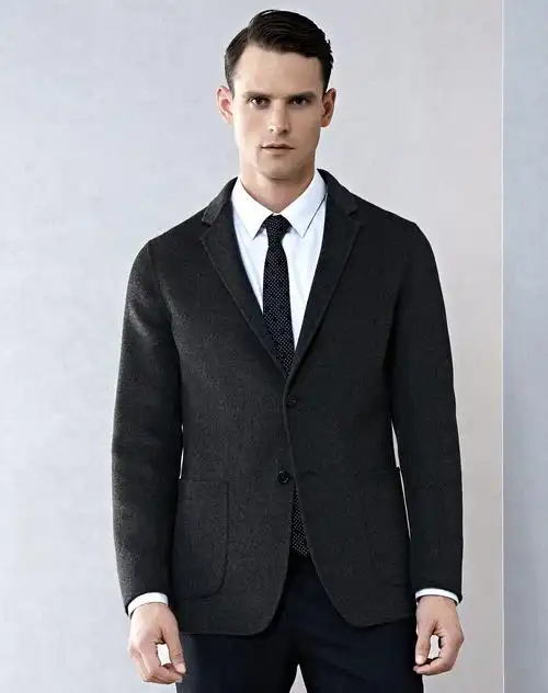 蓝标标准版型深灰色双面呢短款西服