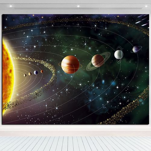 宇宙奥秘太阳系海报九大行星图唯美装饰墙贴画星空图背景挂画