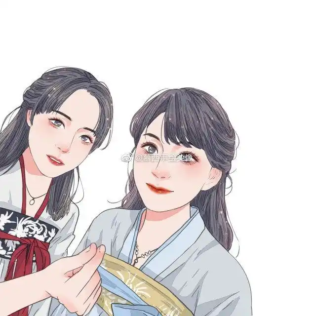 手绘头像定制#手绘头像##情侣头像#很久很久以前,谎言和真实在河边