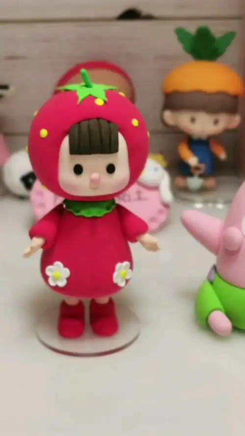 超轻粘土#草莓多多妹粘土教程