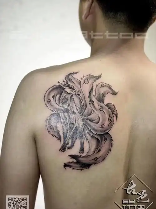 九尾狐_纹身图案手稿图片_古邑,小聪的纹身作品集