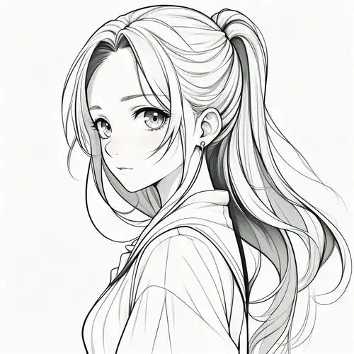 动漫风女生黑白素描头像🎨 探索二次元的世界,黑白素描的魅力在于它