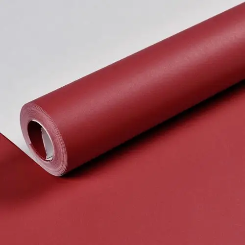 大红色墙纸纯色素色现代简约客厅卧室酒红色电视背景复古红色 fs6126