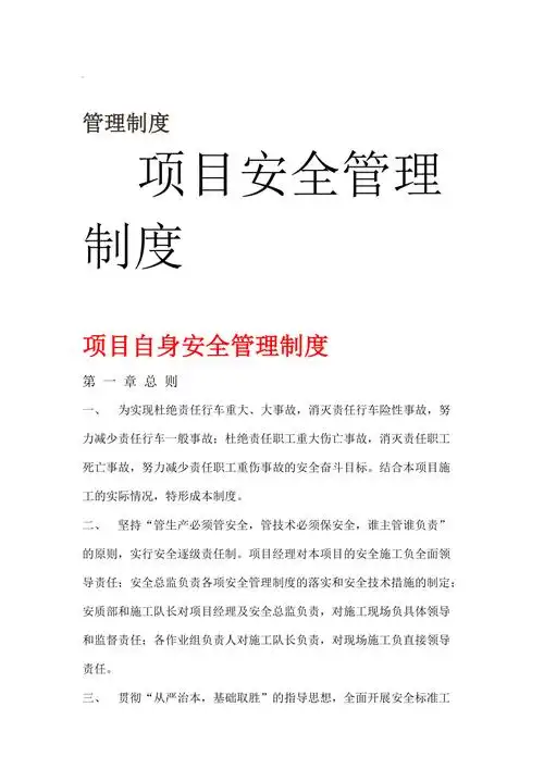 项目管理自身安全管理制度
