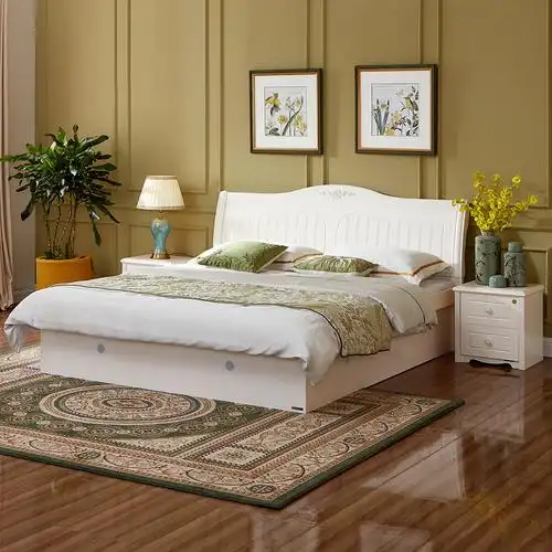 全友(quanu)板式床 全友家居 韩式田园双人床 卧室家具组合人造板板式