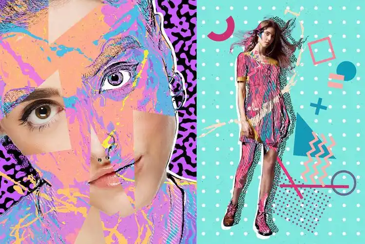 炫酷90年代多彩平面构图海报设计ps动作模板backtothe90sphotoshop