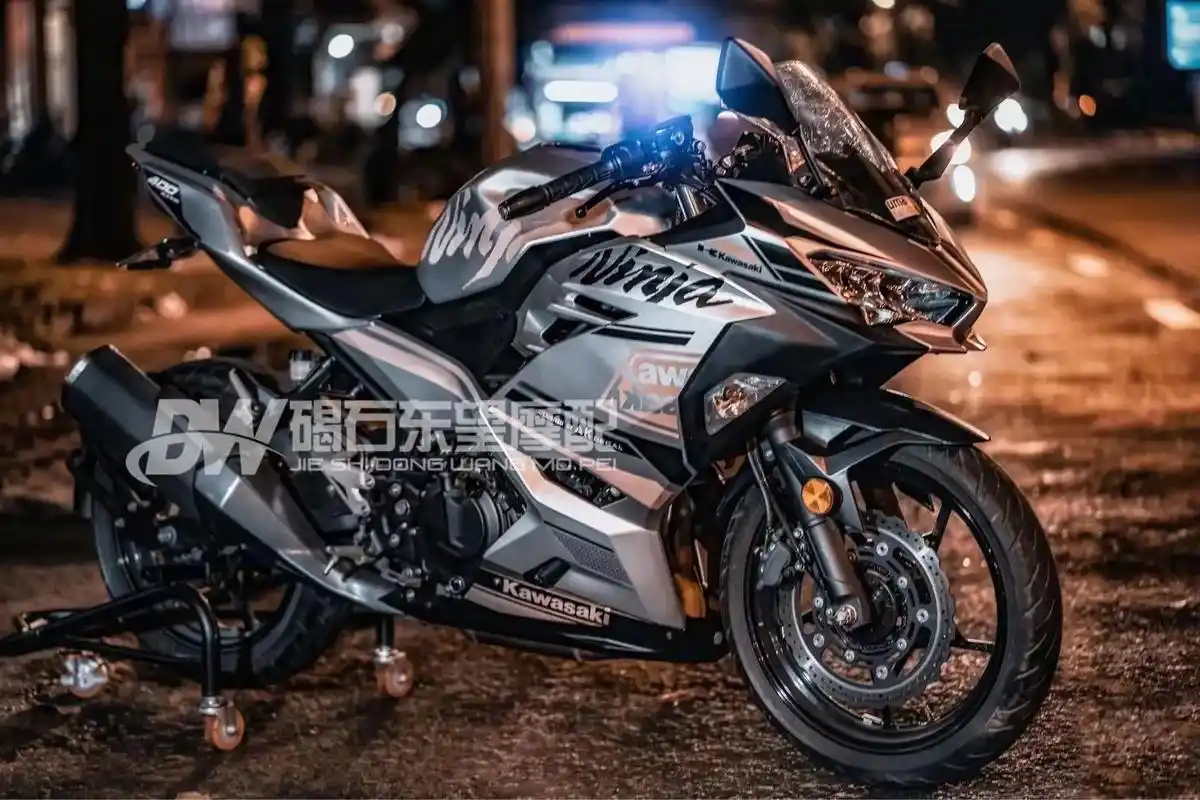 忍者ninja400全套暗银改色版画#机车壁纸 #川崎nin - 抖音