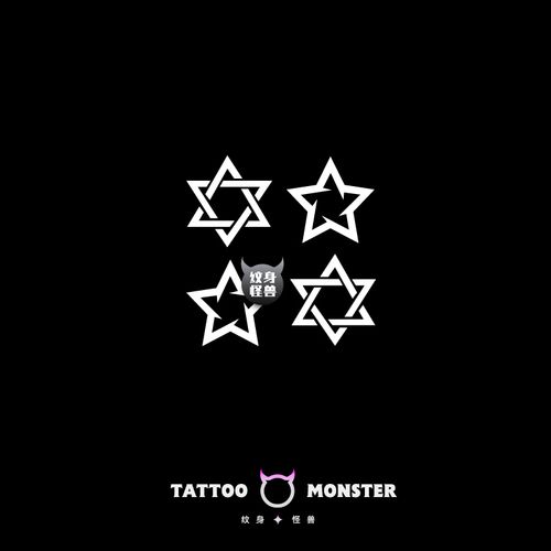 纹身怪兽草本半永久手指小纹身贴 六芒星 简约防水持久小图案情侣