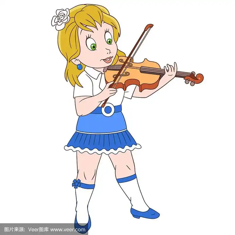 进行中,卡通,小提琴手,小提琴,音乐