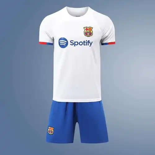 2324巴萨客场球衣梅西德容足球服成人儿童队服定制莱万印字比赛服