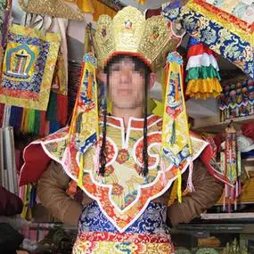 藏式密宗法器法衣 五佛冠 黑顶子 穗子 五冠帽灌顶僧帽佛家用品