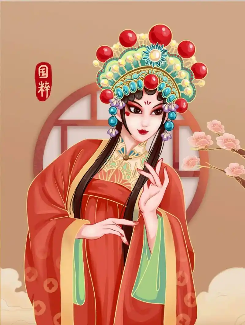 国潮风—国粹京剧花旦 京剧角色,分为生,旦,净,丑四大行.