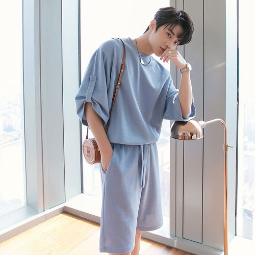 chicerro西西里男装休闲男士夏装设计感短袖少年潮流运动短裤套装