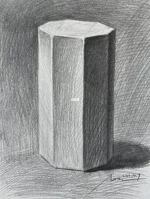 87素描几何体基础入门八棱柱体60