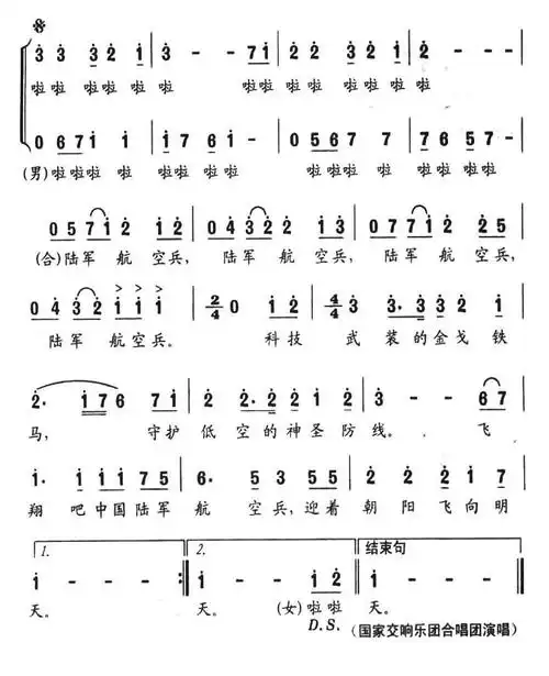 [简谱] 飞翔吧,中国陆军航空兵