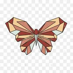 红白配色翅膀立体几何蝴蝶