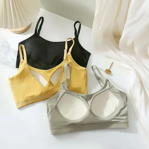 美背抹胸纯棉裹胸内衣女无钢圈一体式固定u型薄款聚拢运动文胸杯