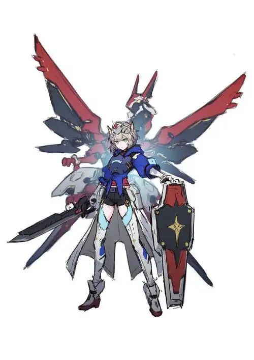 三个属性和装备搭载脉冲高达机娘插画