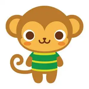 孤立在白色背景上的可爱快乐的猴子照片