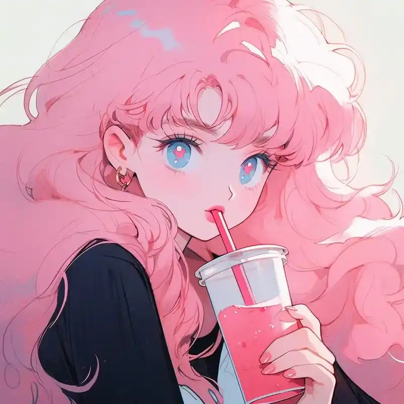 今天是粉色奶茶女孩.奶茶女孩系列旧漫头像#ai绘画 #动漫女 - 抖音