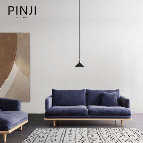 品记可拆洗网红布艺沙发日式设计师款实木简约复古文艺民宿沙发