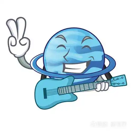 与吉他行星天王星在卡通形式矢量插图